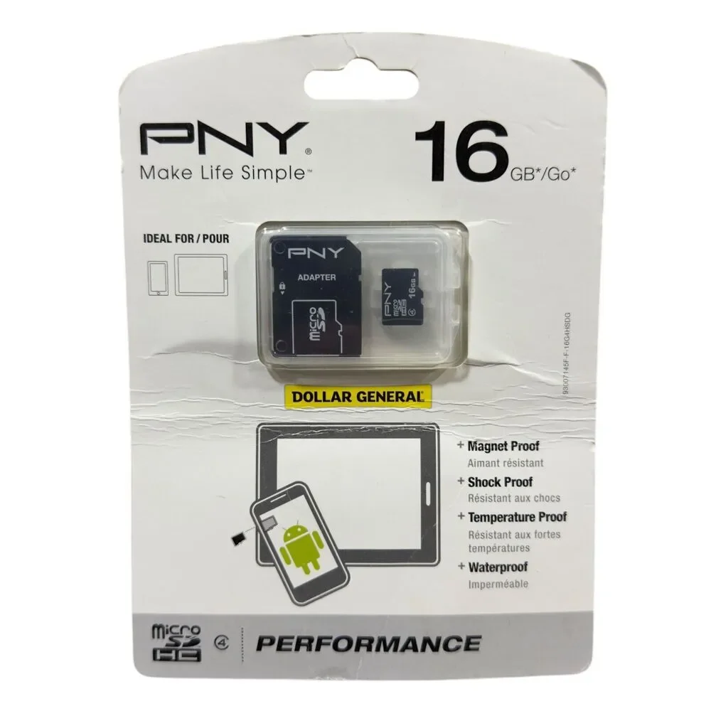 PNY 16 GB microSD High Capacity (microSDHC) with Adapter and Case NJ128905